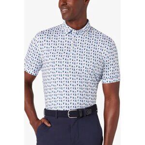 Mizzen Main Versa Polo Shirt Patriot Print S/S Mens Medium Trim